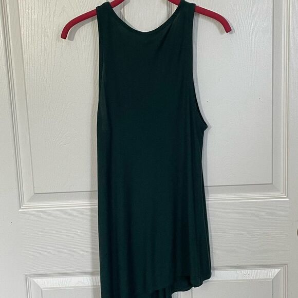 Gap Forest Green Sleeveless Pleated Draped Tapered Hem Tank Top, Medium - Picture 8 of 13